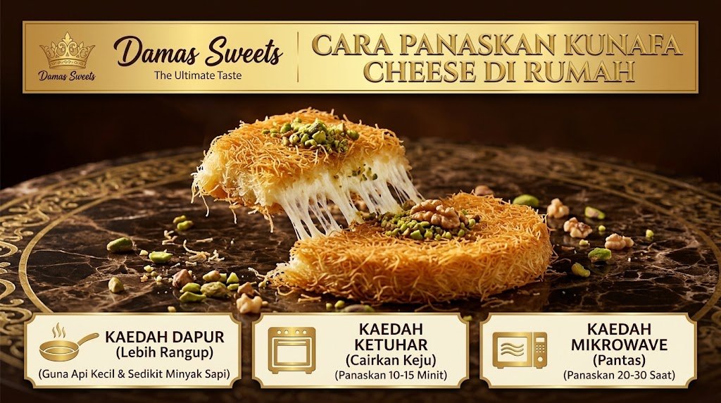 cara panaskan kunafa cheese di rumah