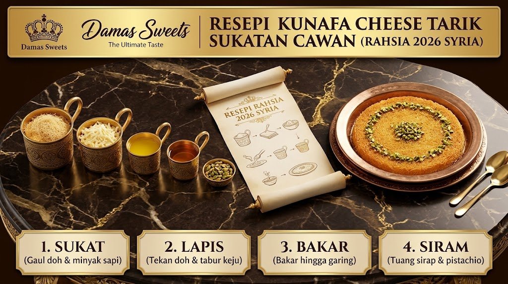 resepi kunafa cheese tarik sukatan cawan