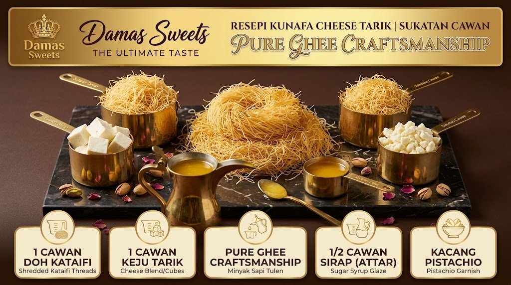 resepi kunafa cheese tarik sukatan cawan
